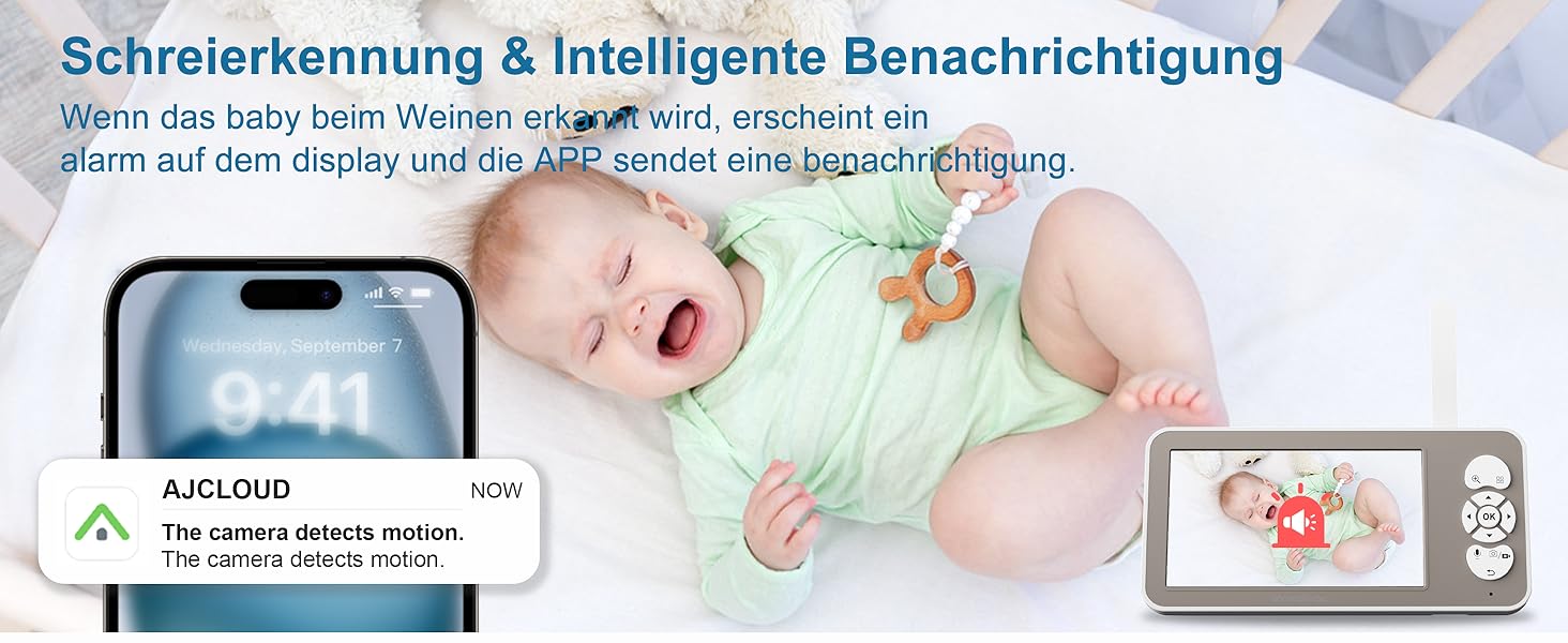 Відеоняня з камерою 2K PTZ: монітор для немовлят з нічним баченням, датчиком руху, лушпаннями, зумом 4x та записом