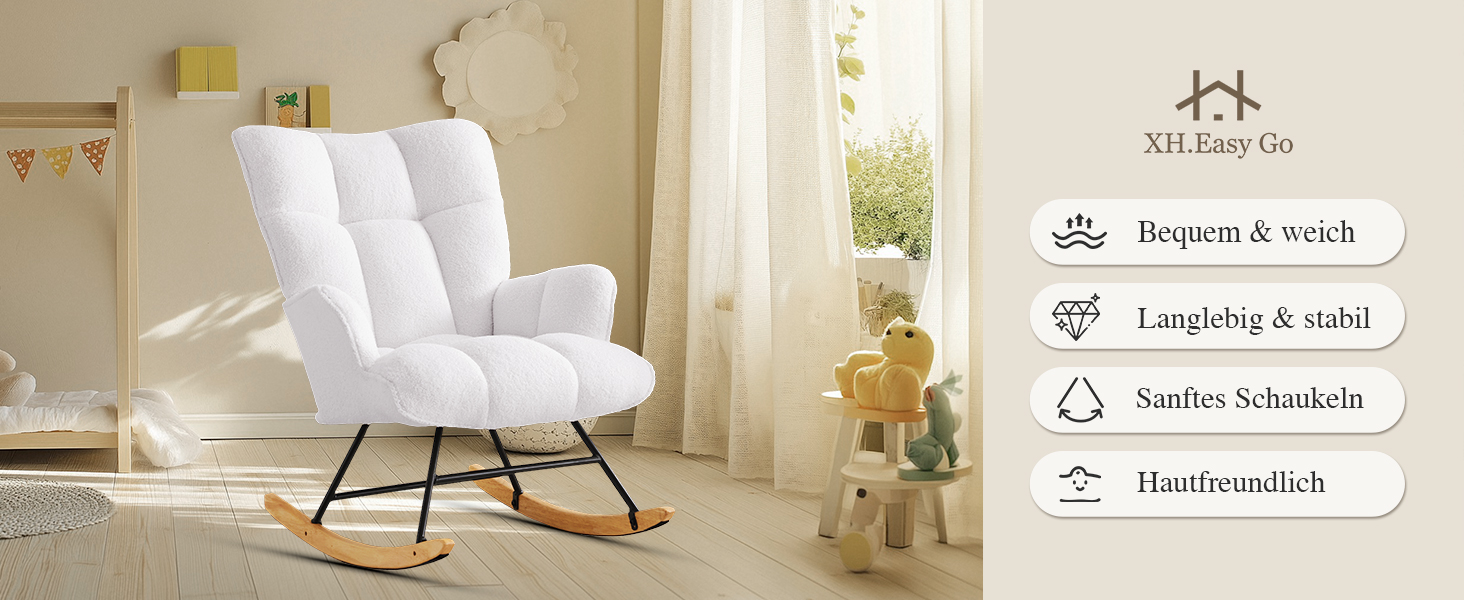 Крісло-гойдалка для годування Stillsessel з підлокітниками, біле, до 136 кг