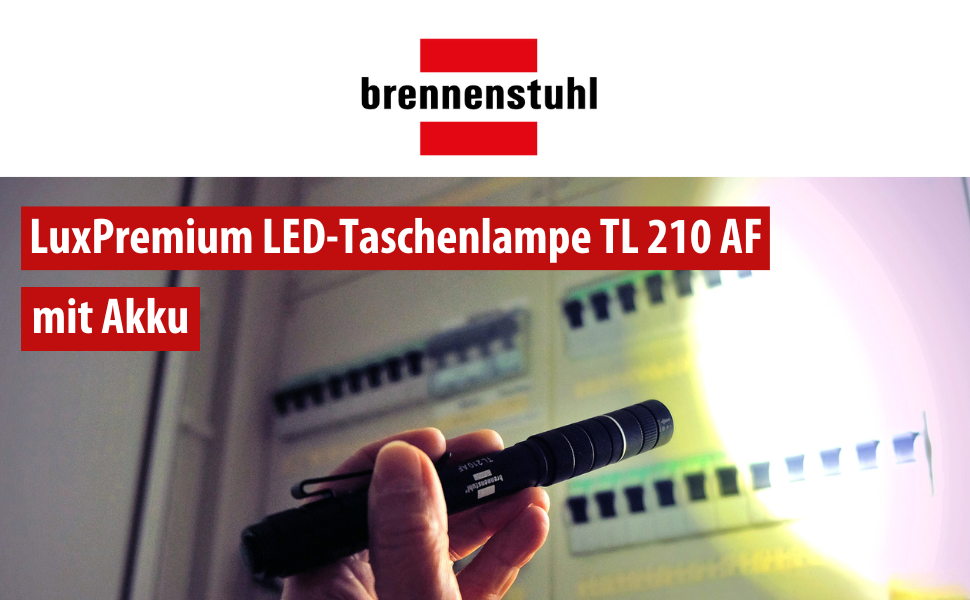 Акумуляторний ліхтар Brennenstuhl LED LuxPremium TL 210 AF/ручний ліхтар з яскравим світлодіодом Osram (200 лм, час горіння до 13 годин, відстань променя 55 м, захист від сторонніх тіл і бризок IP44)