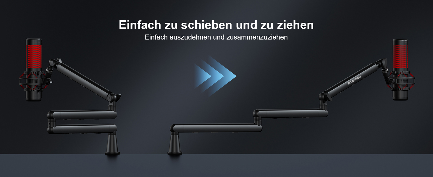 Стрічка-тримач для мікрофона Aokeo AK-55 для столу, низькопрофільна, регульована, сумісна з Aokeo Yeti, Snowball iCE, HyperX QuadCast, Elgato Wave