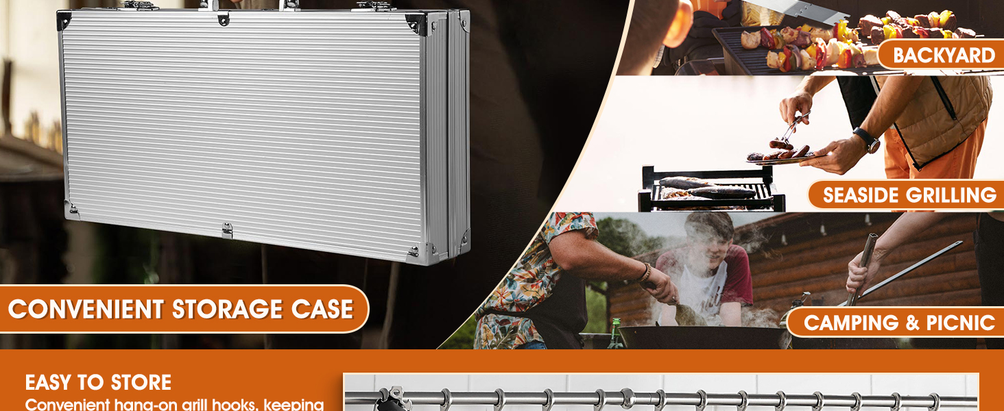 Набір гриль-посуду DRAGON RIOT з нержавіючої сталі, 29 предметів. Преміум-набір аксесуарів для гриля з лопаткою в алюмінієвому кейсі. Ідеальний подарунок для чоловіків, BBQ, Outdoor.