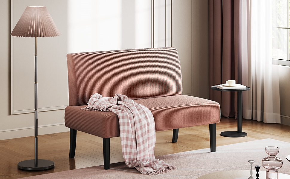 Диван-лавка Yaheetech для кухні/вітальні, 2 місця, без підлокітників, зелений/рожевий, м'який, оббивка з корду