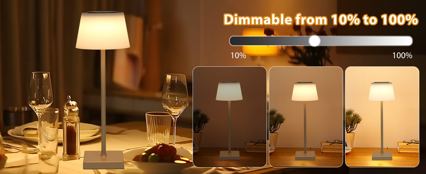 Aigostar LED акумуляторна настільна лампа бездротова, торшер з сенсорним керуванням, 3 режими кольору, IP54 вологозахист, для дому та саду (Світло-коричневий)