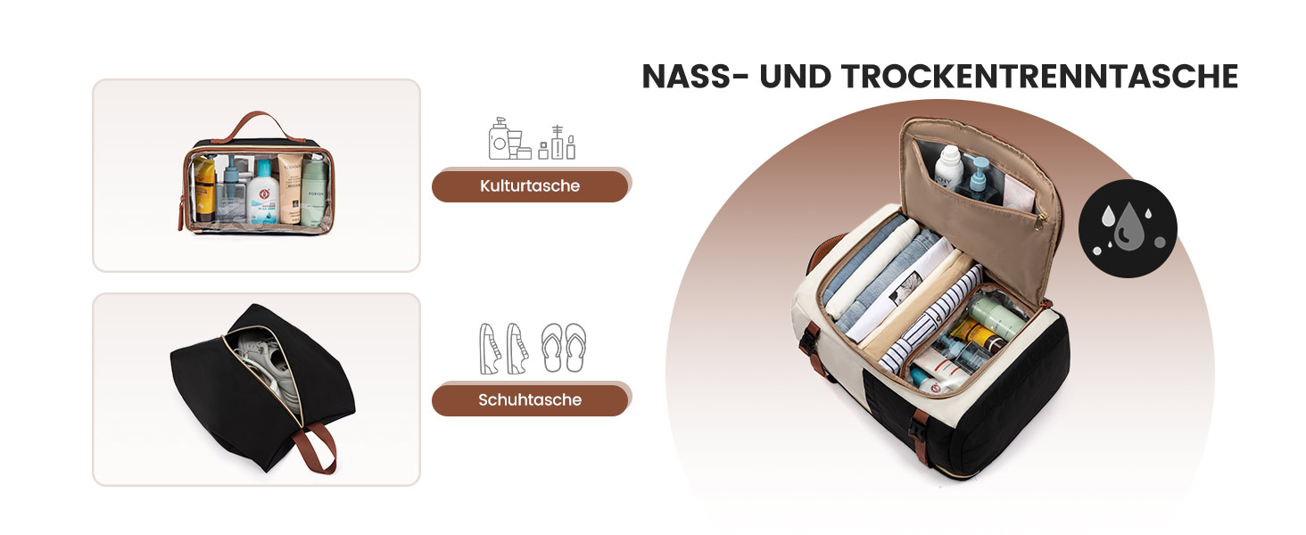 Рюкзак для подорожей LOVEVOOK 40L для жінок, ручна поклажа, рюкзак для авіаперельотів, сумка-рюкзак для бізнесу, школи, вихідних, бежевий хакі (17 дюймів, 40L, чорний+бежевий+коричневий)