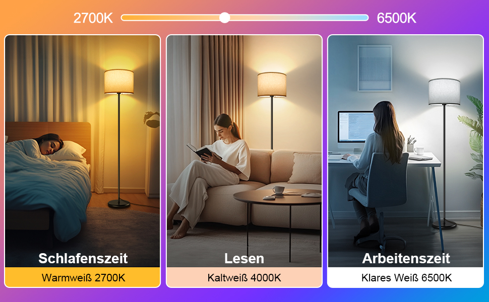 LED торшер димований RGB 156 см для вітальні, управління через додаток, сумісний з Alexa/Google Assistant, 16 млн кольорів, DIY-режим, музичний режим, WiFi лампа E27