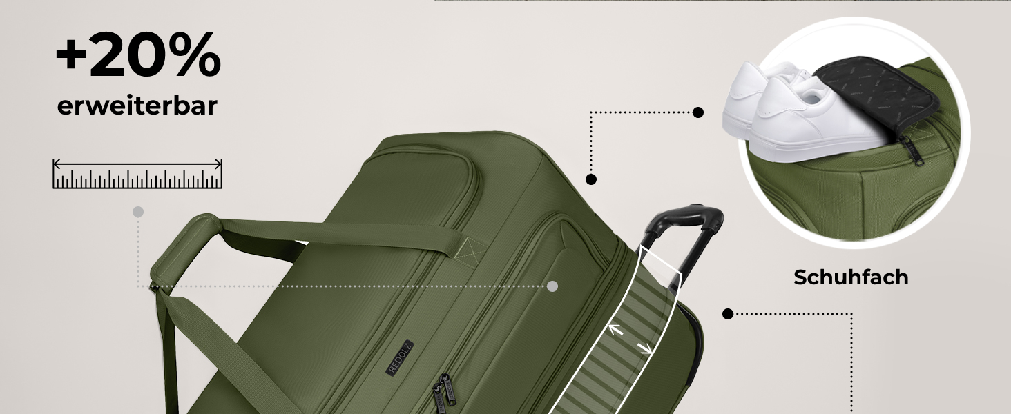Дорожня сумка на колесах REDOLZ XXL Jumbo (90 см), розширювана сумка для подорожей великого розміру, чорна