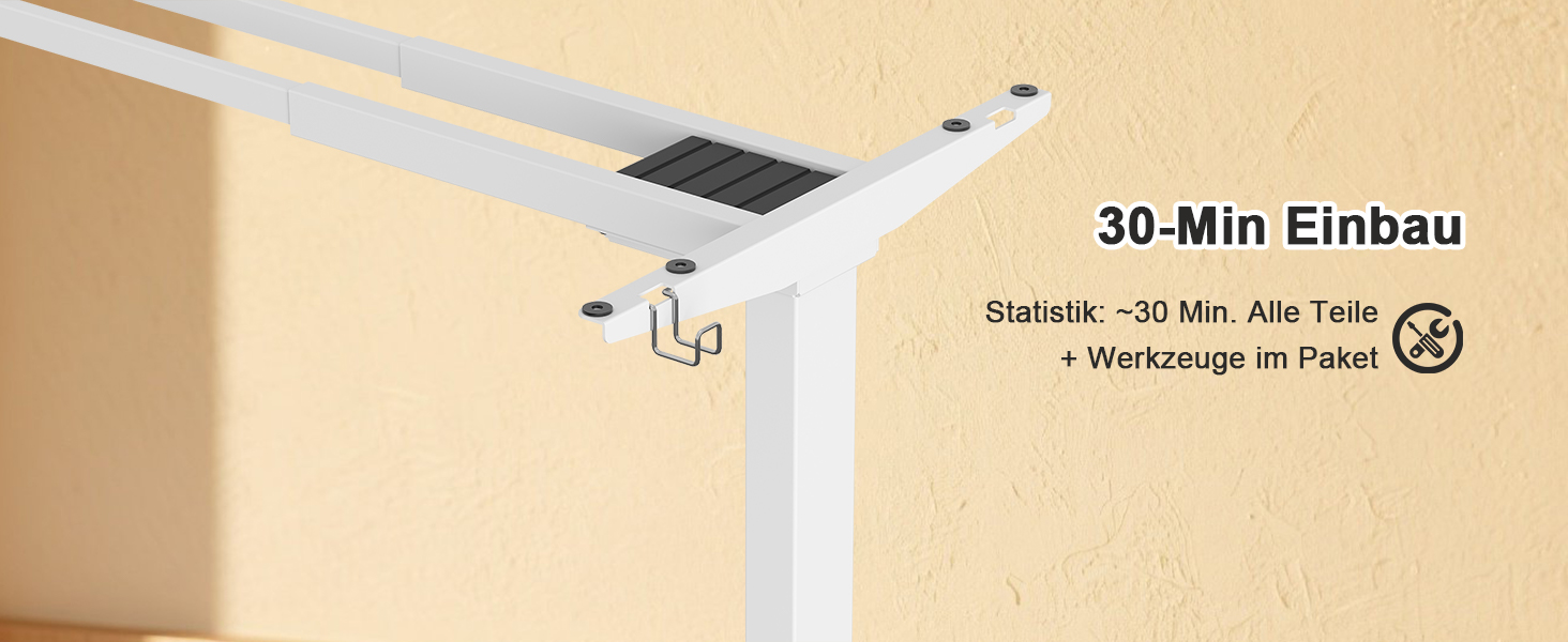 Регульований стіл JUMMICO з міцним підйомним механізмом (2 мотори, 3 пам'яті) 100x140 см, білий