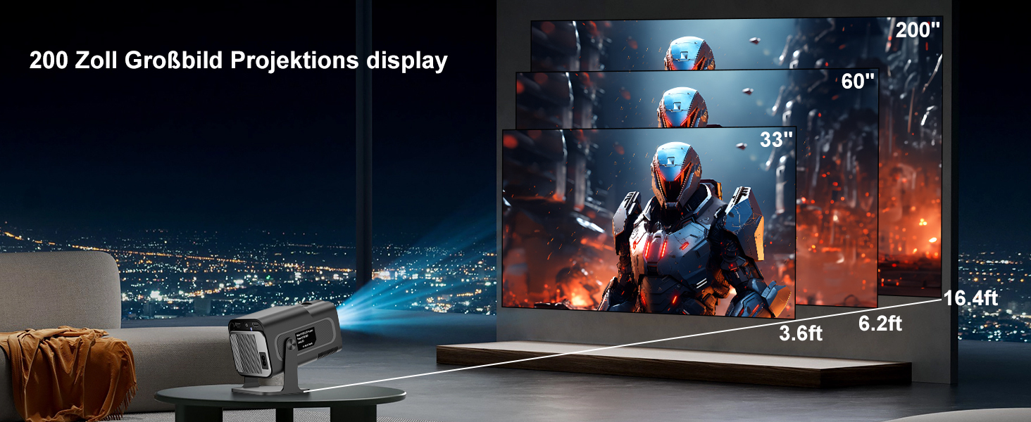 Beamer 4K HY260pro: Міні проєктор для дому та вулиці з WiFi 6, Bluetooth 5.4, Android TV, 180° обертання, 18000 люмен, 5W динамік