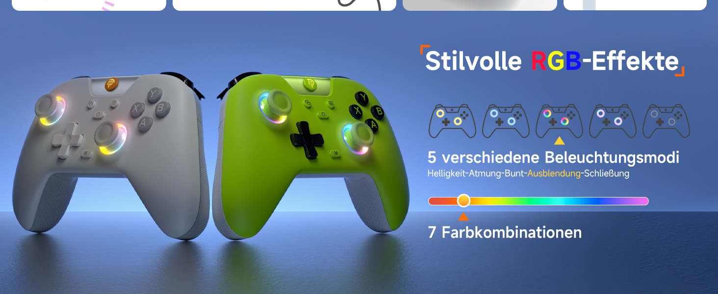 Контролер EasySMX X05 для ПК/Switch/Steam/Android з підсвічуванням RGB, бездротовий, з аналоговими джойстиками та тригерами, Bluetooth (білий)