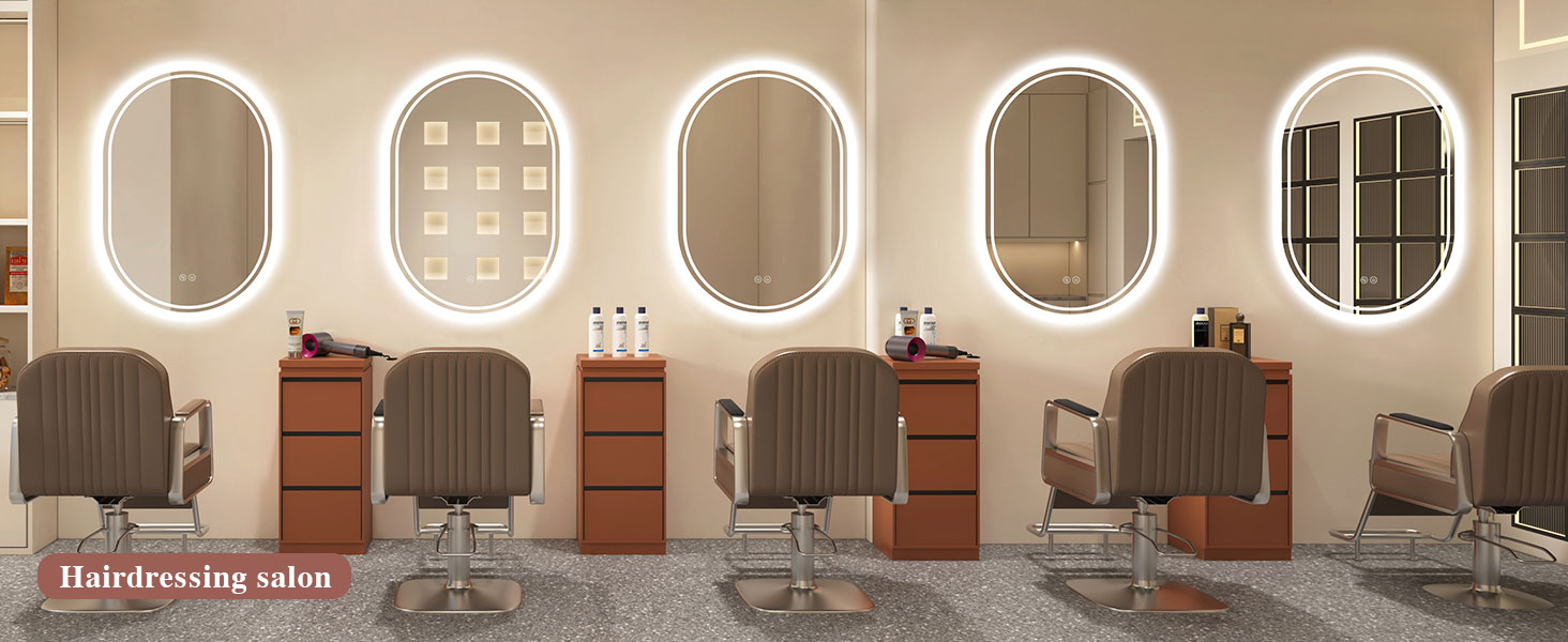 LED дзеркало для ванної кімнати Badspiegel з підсвічуванням, антизапар, сенсорне керування, регулювання яскравості, 3 кольори світла, овальне, 50x70 см