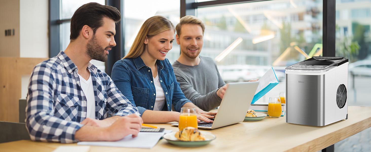 Льодогенератор Silonn IM01, 12 кг/добу, кубіки льоду, самоочищення, нержавіюча сталь