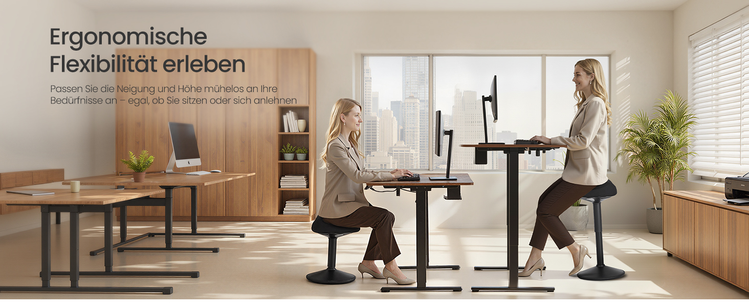 SONGMICS Стілець-табурет для стоячи, регульований по висоті, 48-65.5 см, чорний, OSC018BH01. Активний стул для офісу та дому.