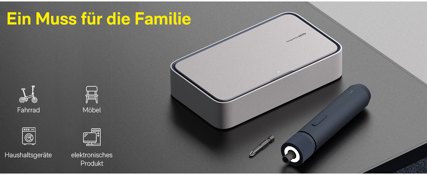 HOTO Електричний шуруповерт з магнітним набором біт (25 шт.), LED підсвічуванням, 3 режими крутного моменту, USB-C, синій