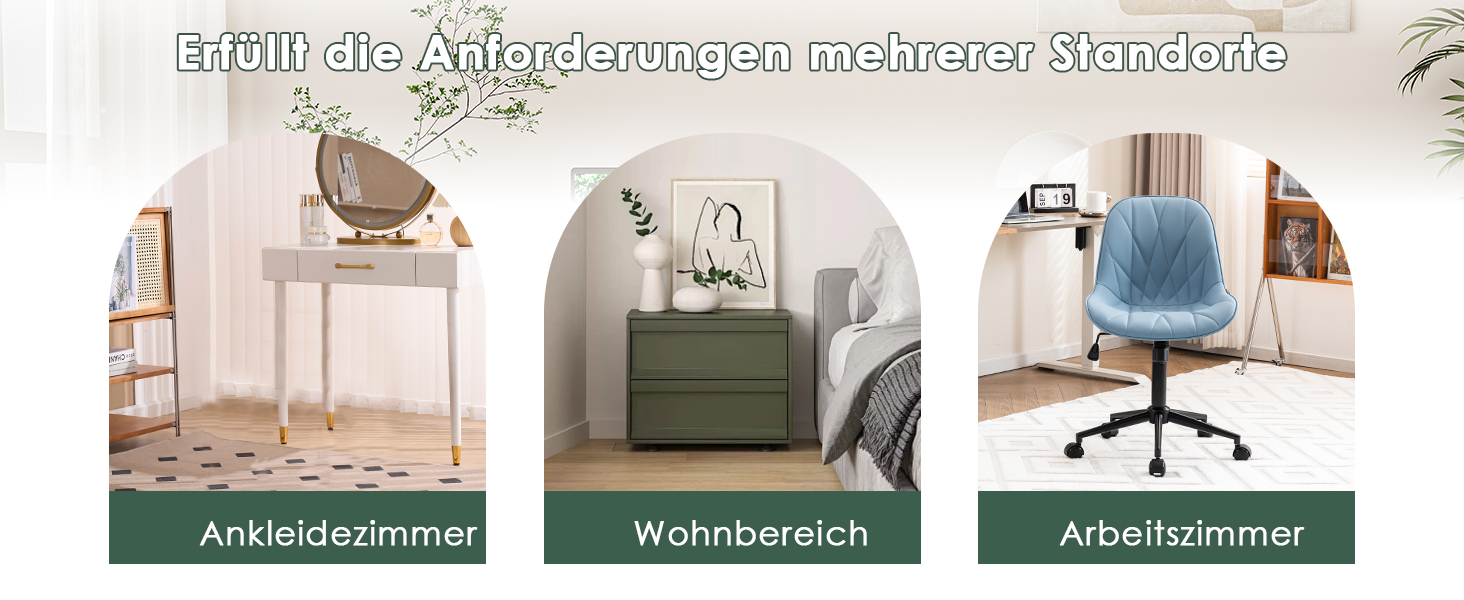 Офісне крісло YOUTASTE з принтом листя, ергономічне, регульоване по висоті з функцією гойдання, без підлокітників, шкіряне, для дому та офісу, блакитне