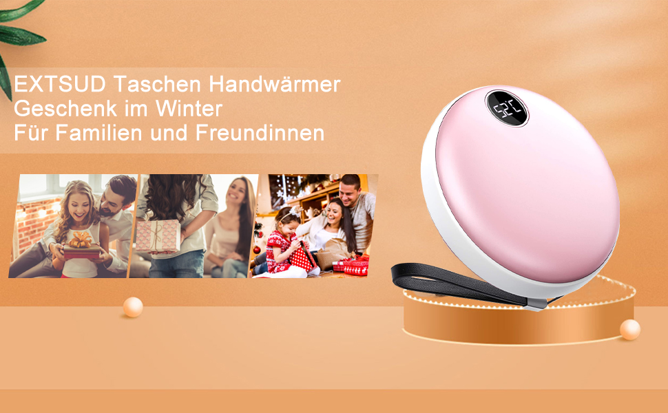 Електричний грілка для рук EXTSUD - портативний зарядний пристрій USB, акумуляторний, легкий, для зими, подарунок для чоловіків та жінок (рожевий)