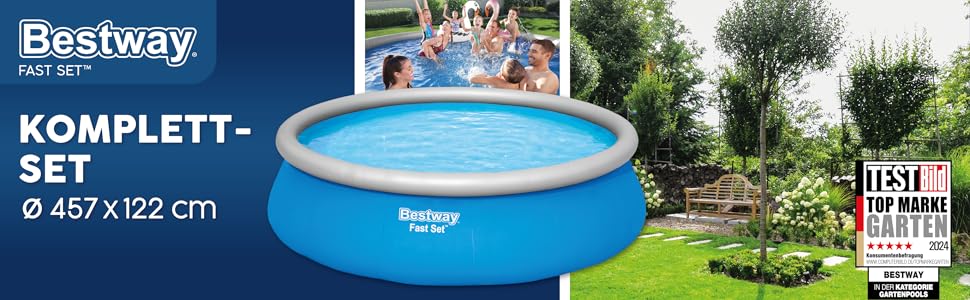 Каркасний басейн Bestway Fast Set з фільтром, круглий, 457x122 см, синій