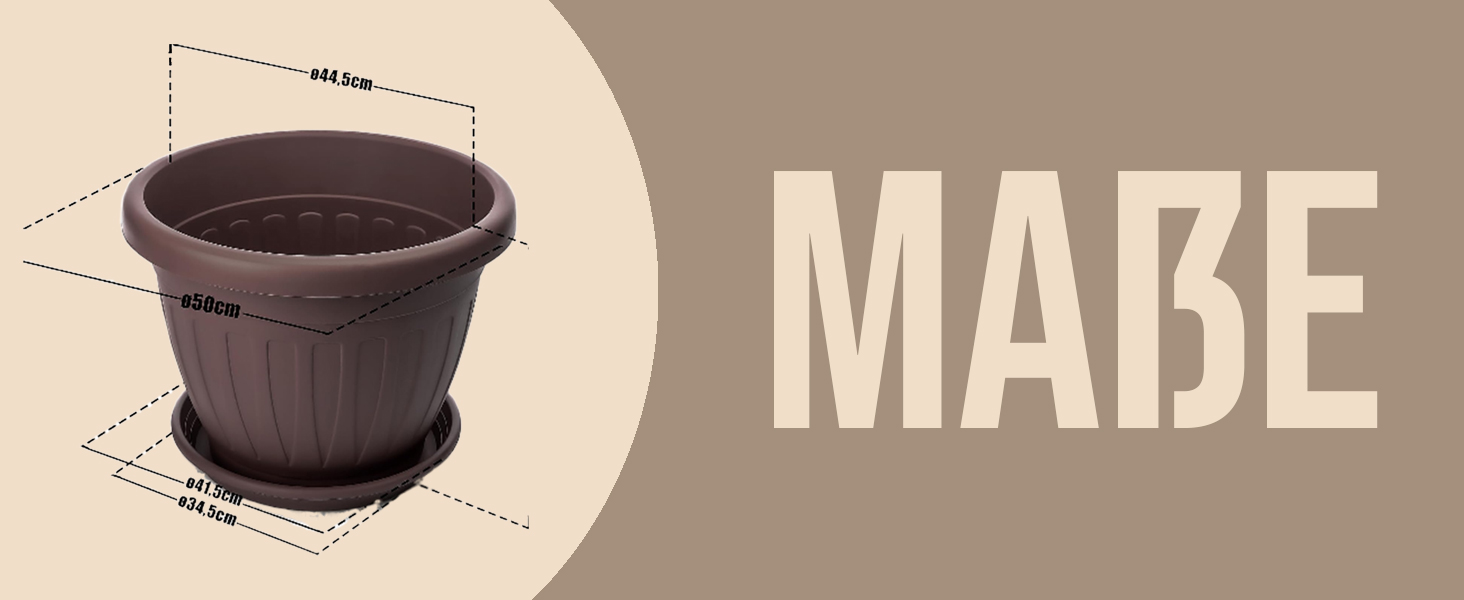 Плантатор BigDean 3X з підставкою, ø50xH38 см, антрацит - вологостійкий горщик для квітів - з водостоком, UV-стійкий, з міцного пластику - для внутрішнього та зовнішнього використання, Made in Europe