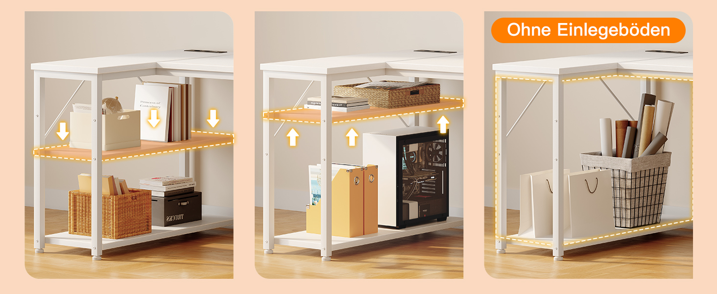 Кутовий письмовий стіл Coleshome з 2 шухлядами та полицею, 140x80 см, білий. Ігровий стіл для дому та офісу з розеткою