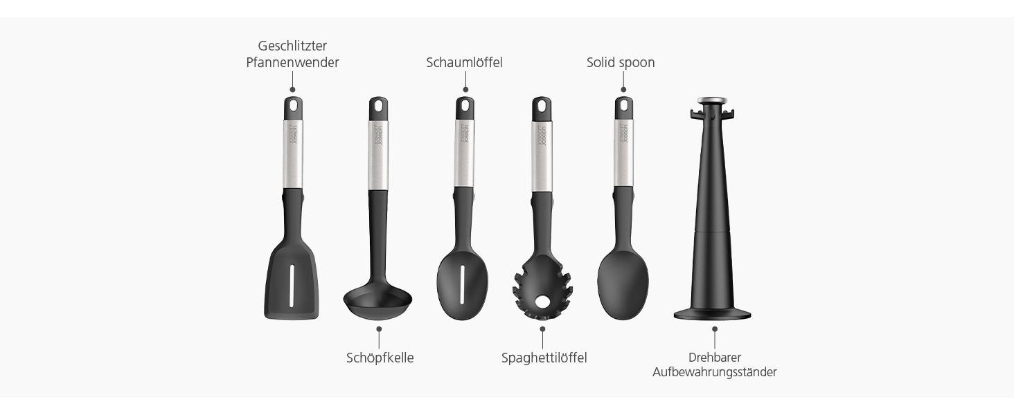 Набір кухонних аксесуарів Joseph Joseph Elevate 5 шт. з силікону, BPA-free, антипригарне покриття, нержавіюча сталь