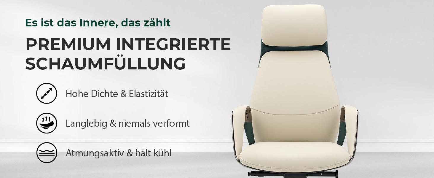 Ергономічне крісло EUREKA для офісу та дому: шкіряне, регульоване, для роботи, бізнес-крісло, дихаюче, комфортне, для керівника, білий колір