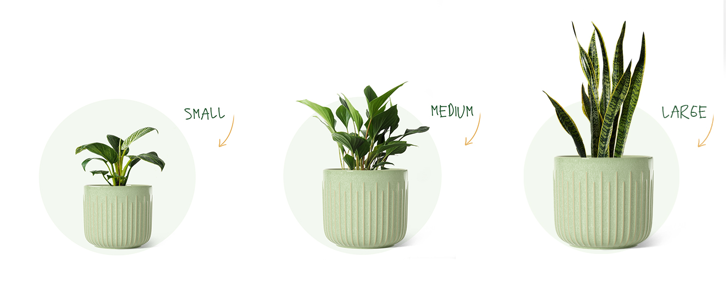 Набір горщиків для квітів LE TAUCI 3шт, кераміка, 21+17+14 см, з дренажними отворами