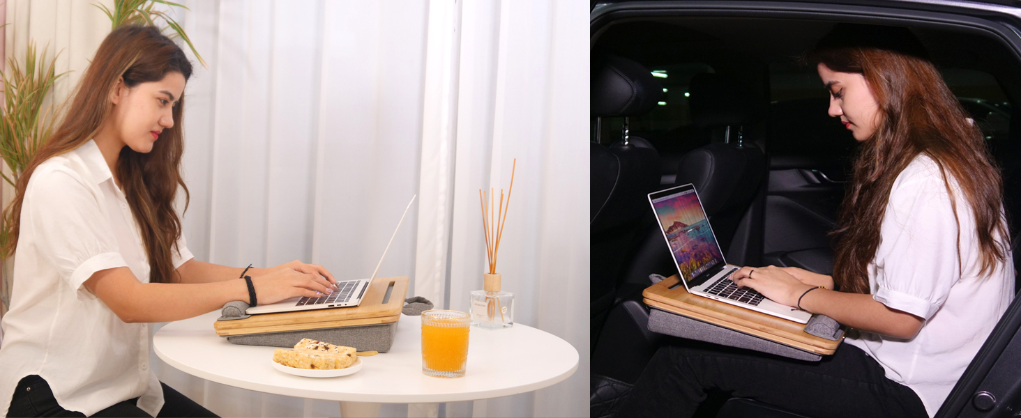 Зручний портативний столик-підставка для ноутбука до 15.6 дюймів, з подушкою, для студентів та роботи з книгами/планшетами