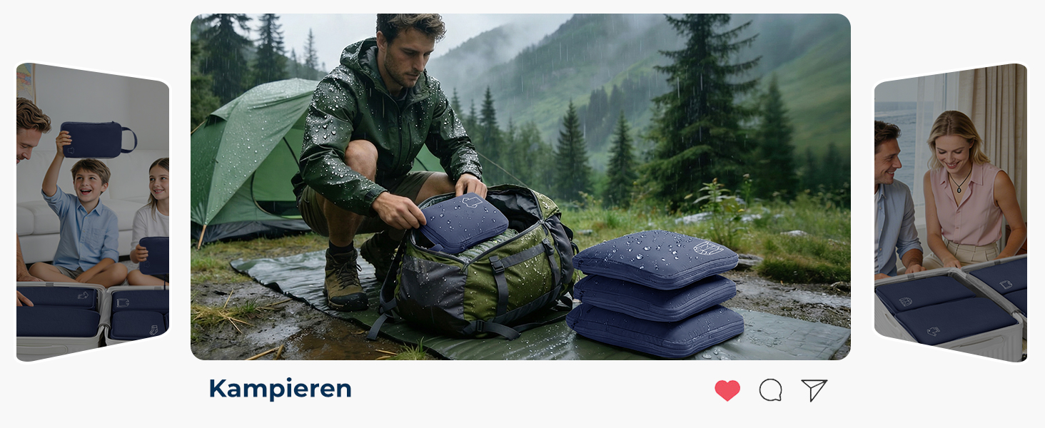 Набір компресійних органайзерів для одягу в дорогу (5 шт), нейлонові дорожні сумки-кубики для валізи та рюкзака, темно-синій