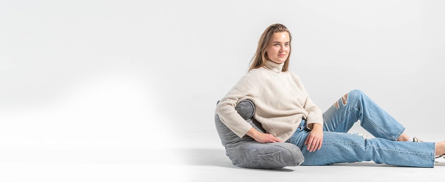 Подушка для читання Ella Lesekissen для ліжка та дивана з знімною подушкою для шиї - подушка для спини - подушка для читання з піною з пам'яті з підлокітниками, ідеально підходить для читання, перегляду телевізора, лінощів або як підтримка спини - сіра