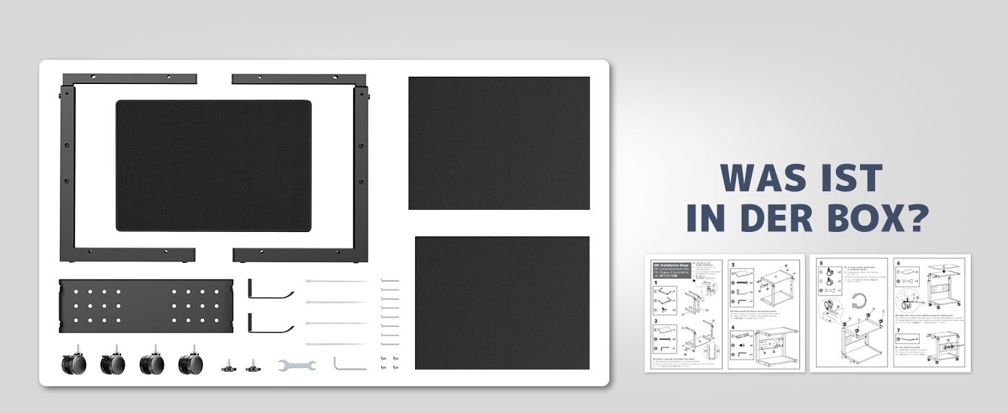 Регульована підставка для ПК PUTORSEN з 2 рівнями, з роликами та підкладкою для миші, чорна (Mid-Tower)