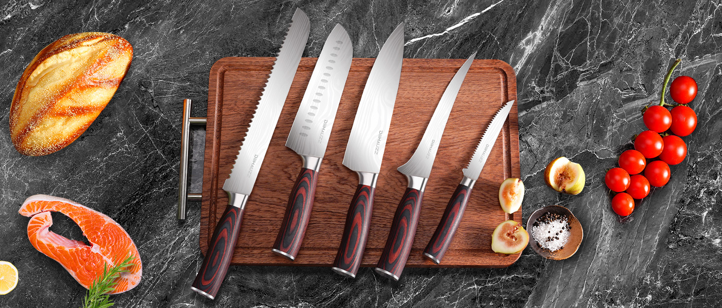 Професійний кухонний ніж, 20 см: високоякісний сталевий ніж для шеф-кухаря з ергономічною ручкою