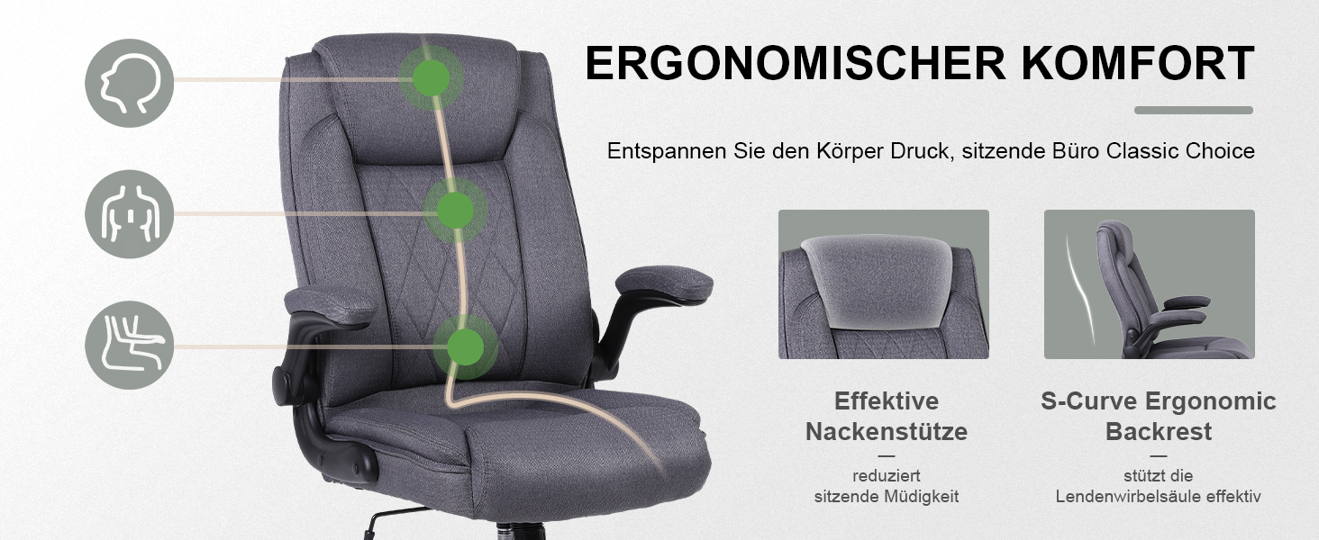 Офісний крісло Flysky з високою спинкою, регульованою висотою та підголівником. Зручний офісний крісло для керівника (сірий)