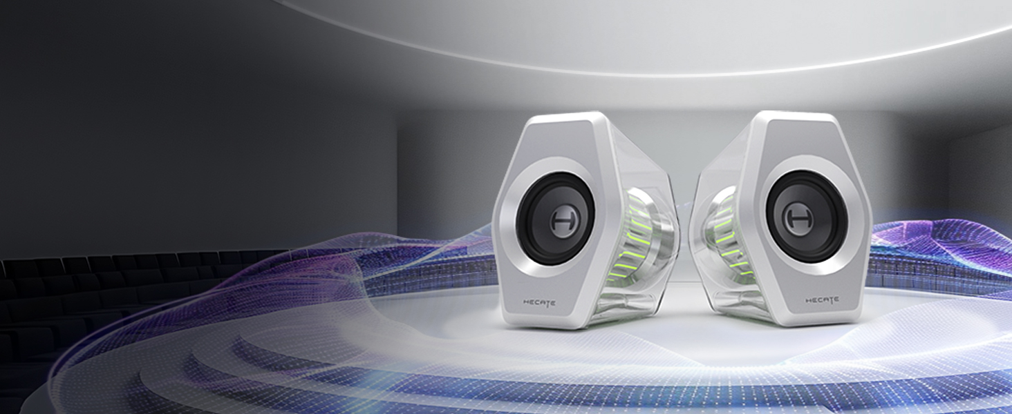 Edifier G2000 Pro - Bluetooth колонки для комп'ютера з 7.1 об'ємним звуком, RGB підсвічуванням, USB та Aux входами (білі)