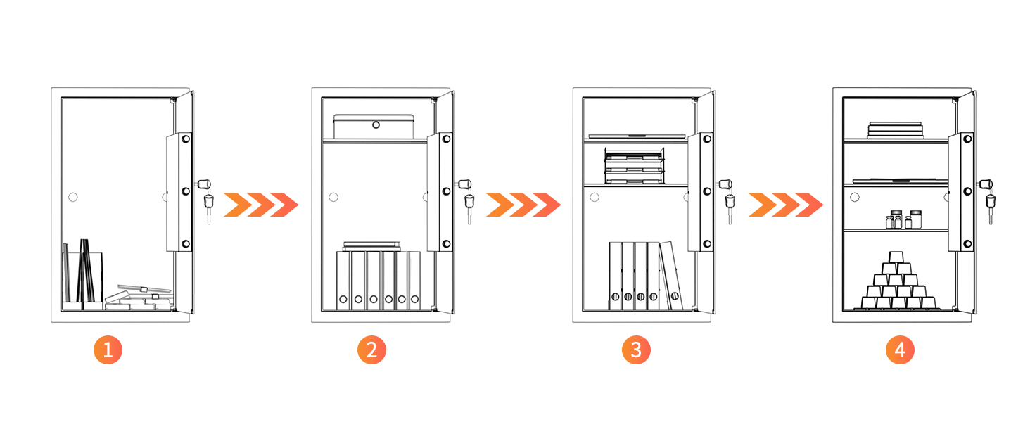 Safe Tresor з ключем WASJOYE: великий настінний сейф для грошей, ювелірних виробів, документів (45x35x31см, 67л)