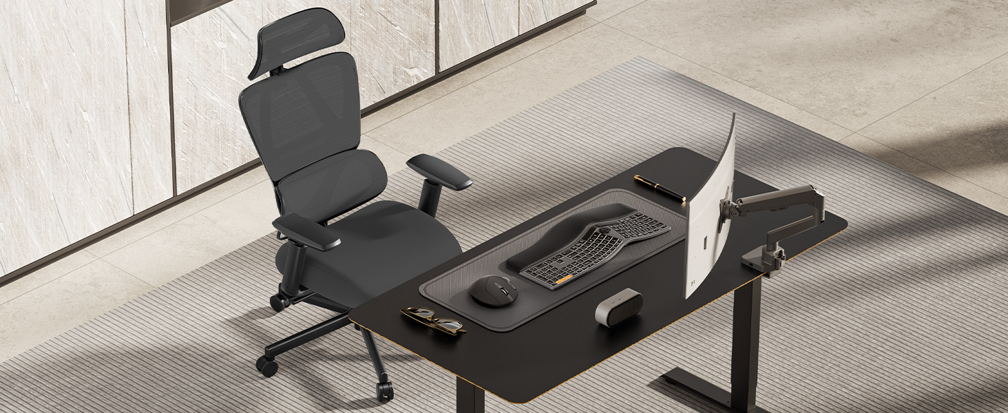 Крісло офісне ProtoArc EC100 чорне з підлокітниками та регульованою спинкою, Mesh, для дому та офісу