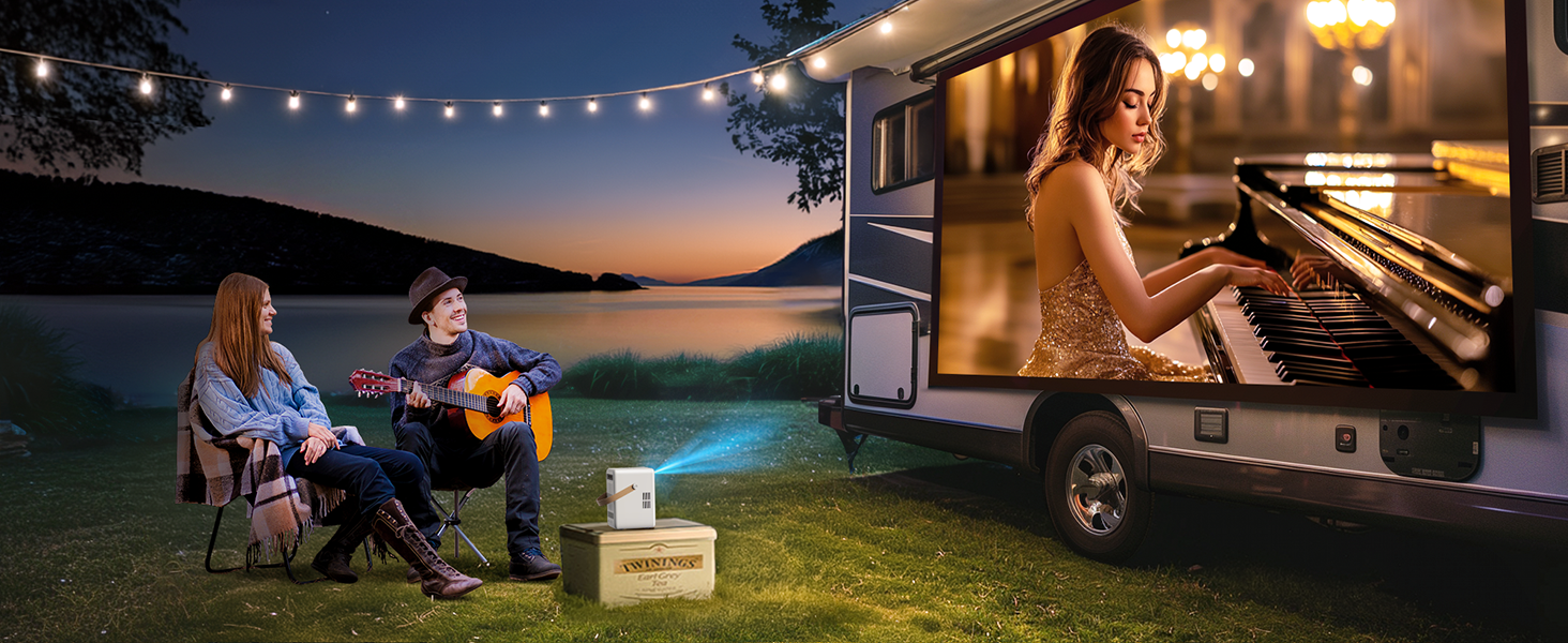 Проектор Toptro Mini Beamer: 1080P Full HD, Android TV, WiFi, Bluetooth, 300 ANSI, Зовнішній, Компактний, з Електричним Фокусом