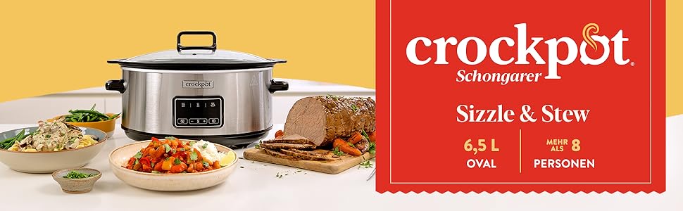 Мультиварка Crockpot Schongarer Slow Cooker 7.5 л з регулюванням часу приготування, нержавіюча сталь [CSC063X]