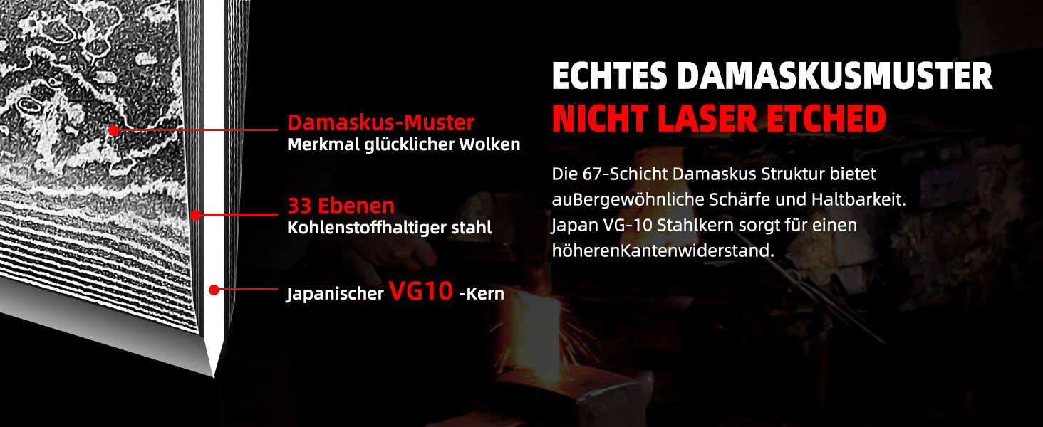 Ніж Sunnecko Дамаск - кухонний ніж. Гострий ніж з дамаської сталі. Азіатський універсальний кухонний ніж для дому та кухні з ергономічною ручкою (7 дюймів Сантоку)