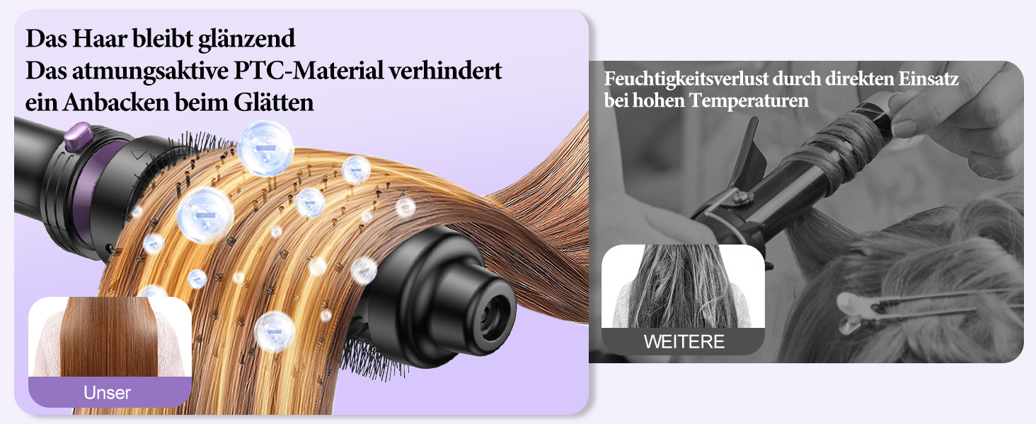 BESTOPE PRO Локкенстаб: Набір випрямляча та плойки 5-в-1 з термощіткою, 3 плойки (9-25 мм) для великих локонів, 13 температур, захисне покриття, рукавичка, затискач (базальтовий чорний)