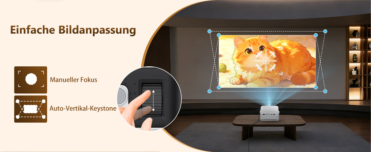 YOTON Mini Beamer 1080P: Портативний проектор для дому, кінотеатру, PS5, HDMI/USB, з автокорекцією та поворотом на 180° - Чорний