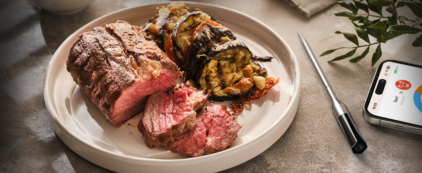 Беспроводной термометр для мяса DOQAUS 158m Bluetooth, IPX7, для гриля, духовки, мангала, аэрофритюрниці, чорний