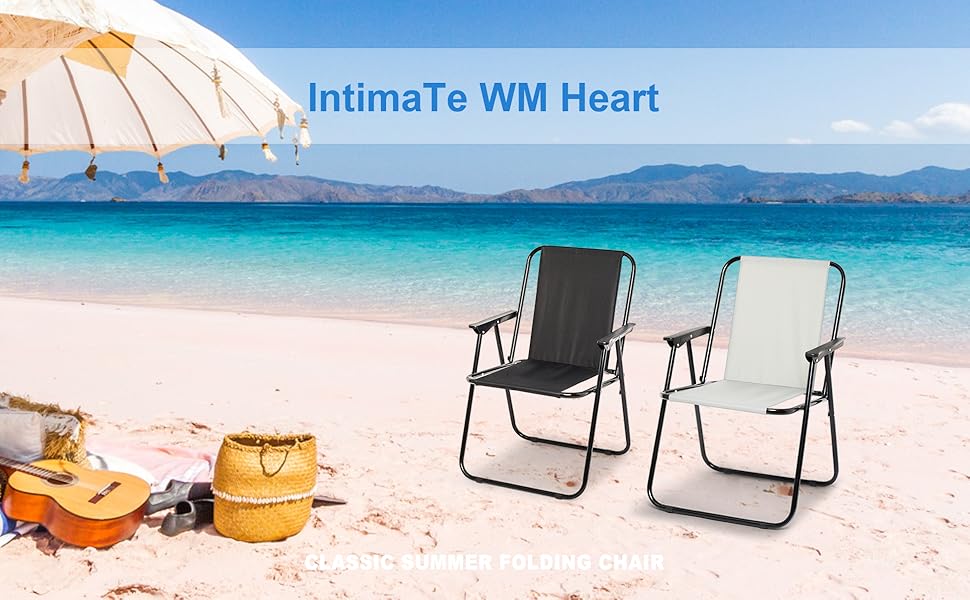 Крісло для кемпінгу IntimaTe WM Heart, складне крісло з підлокітником, набір з 2 складних стільців Крісло для риболовлі Зручне пляжне крісло, портативне крісло для відпочинку, до 90 кг Завантажуваний сірий