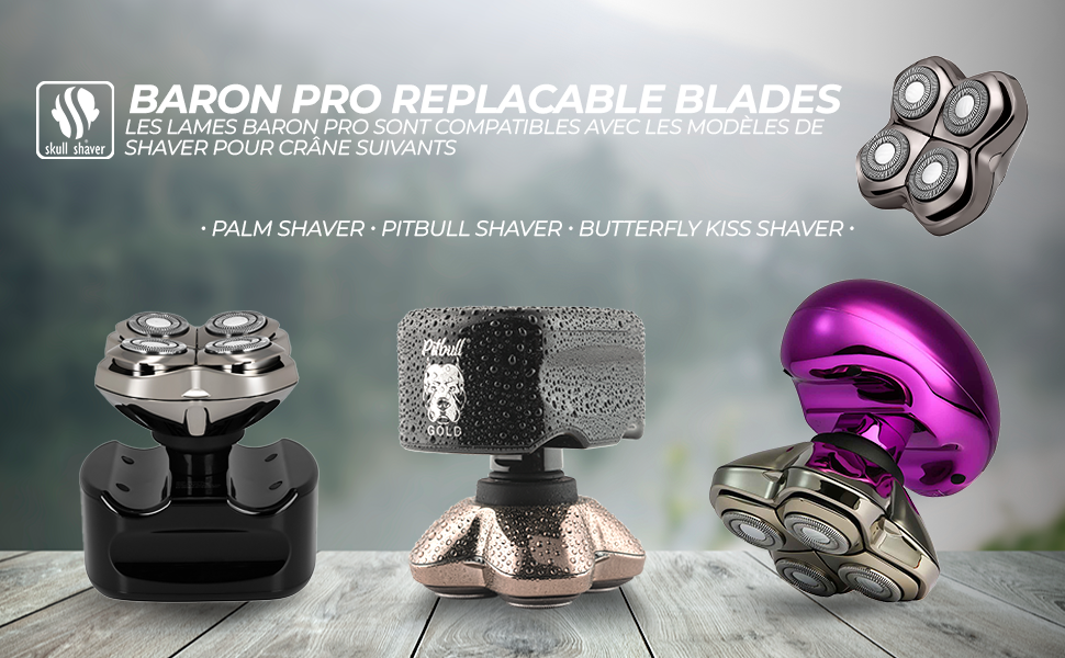 Змінні леза для бритви Skull Shaver Baron PRO (4 шт.) для моделей Pitbull, Palm та Butterfly Kiss