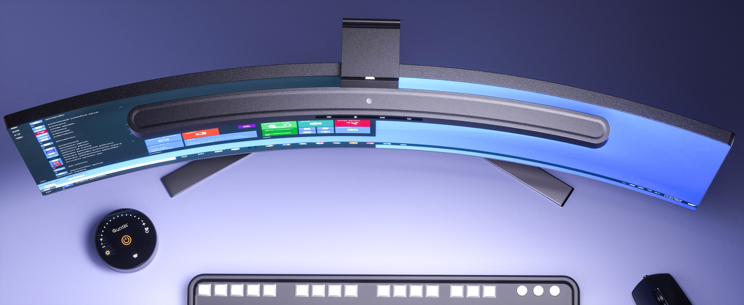 Світлодіодна лампа для монітора Quntis Curved 38см з сенсорним керуванням та пультом, захист від синього світла, регулювання яскравості, для офісу та дому