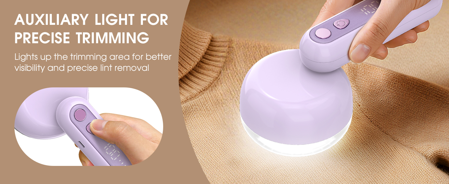 Електричний видальник ворсу COPPA з 6 лезами, 3 швидкості, перезаряджається, портативний, з індикатором заряду, для одягу (білий/фіолетовий)
