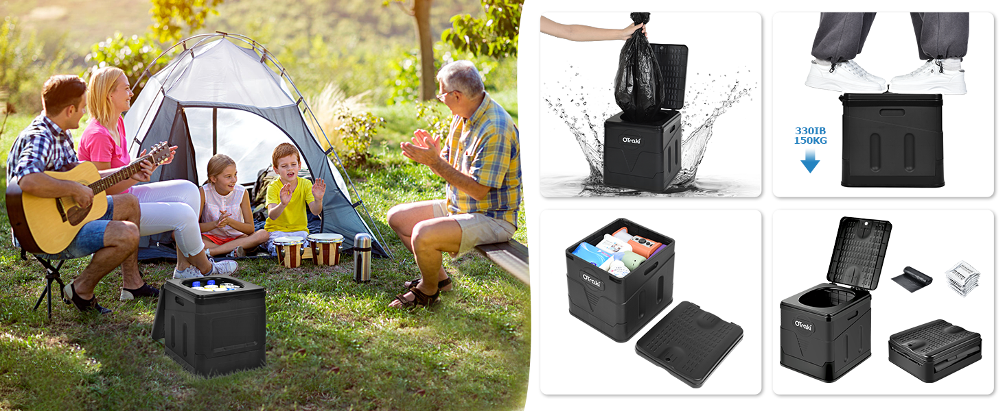 Розкладне туристичне туалетне сидіння OTRAKI - мобільний туалет для кемпінгу, фестивалів та подорожей (12 пакетів)