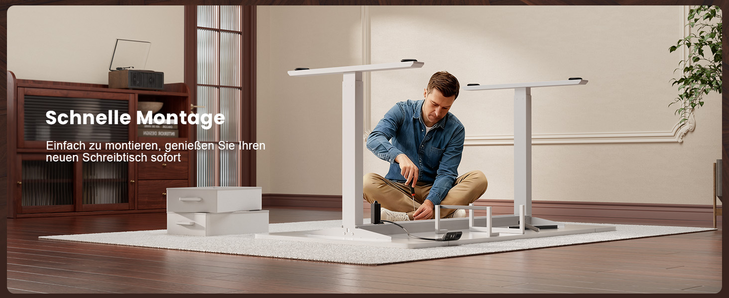 Електричний регульований стіл HLONONE 140x80 см з шухлядами, розетками та USB, білий. Стоячий стіл з функцією пам'яті.