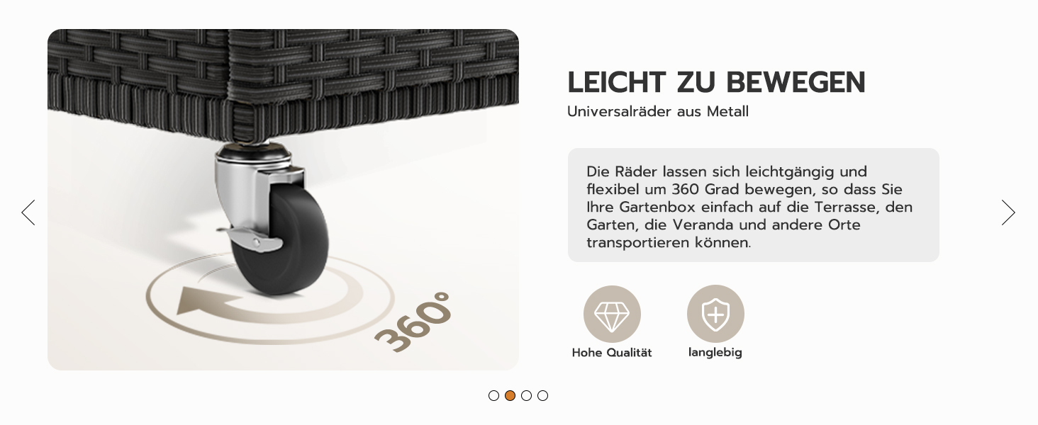 Водонепроникний садовий ящик Amopatio Gartenbox 480л з поліротангу, металевий ящик для подушок на колесах з газліфтом, чорний