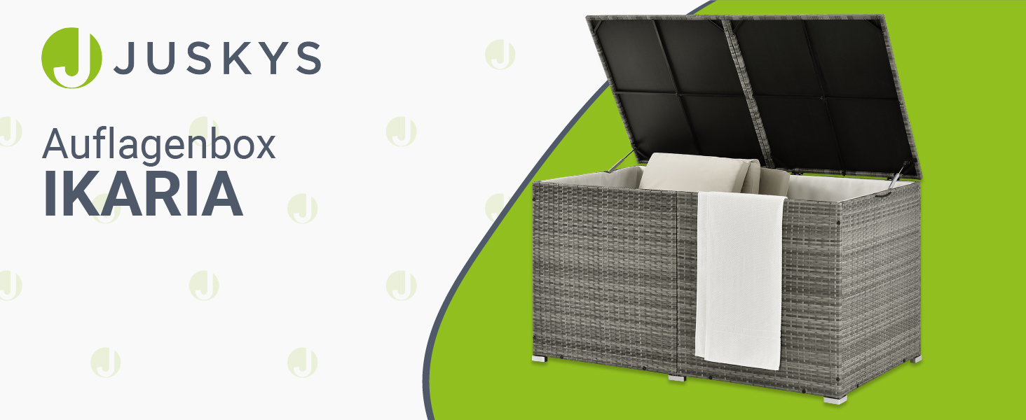 Ящик для подушок Juskys Ikaria 950 л з кришкою та автоматичним підйомним механізмом, сірий - для саду 145x82x79 см