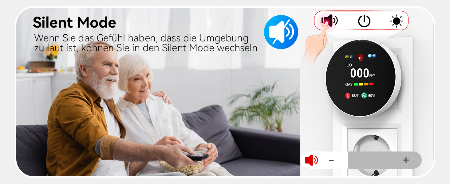 Детектор чадного газу та газу з вилкою, 4-в-1 CO-детектор з датчиком температури та вологості, з акустичним сигналом для дому та автокаравану, 1 шт. (Чорний) (Білий 1)