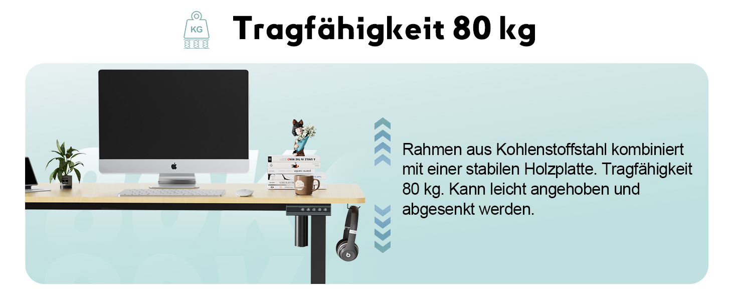Регульований стіл, електричний, 120x60 см, 3 функції пам'яті, з кабелеуправлінням та гачками. Дерев'яний колір